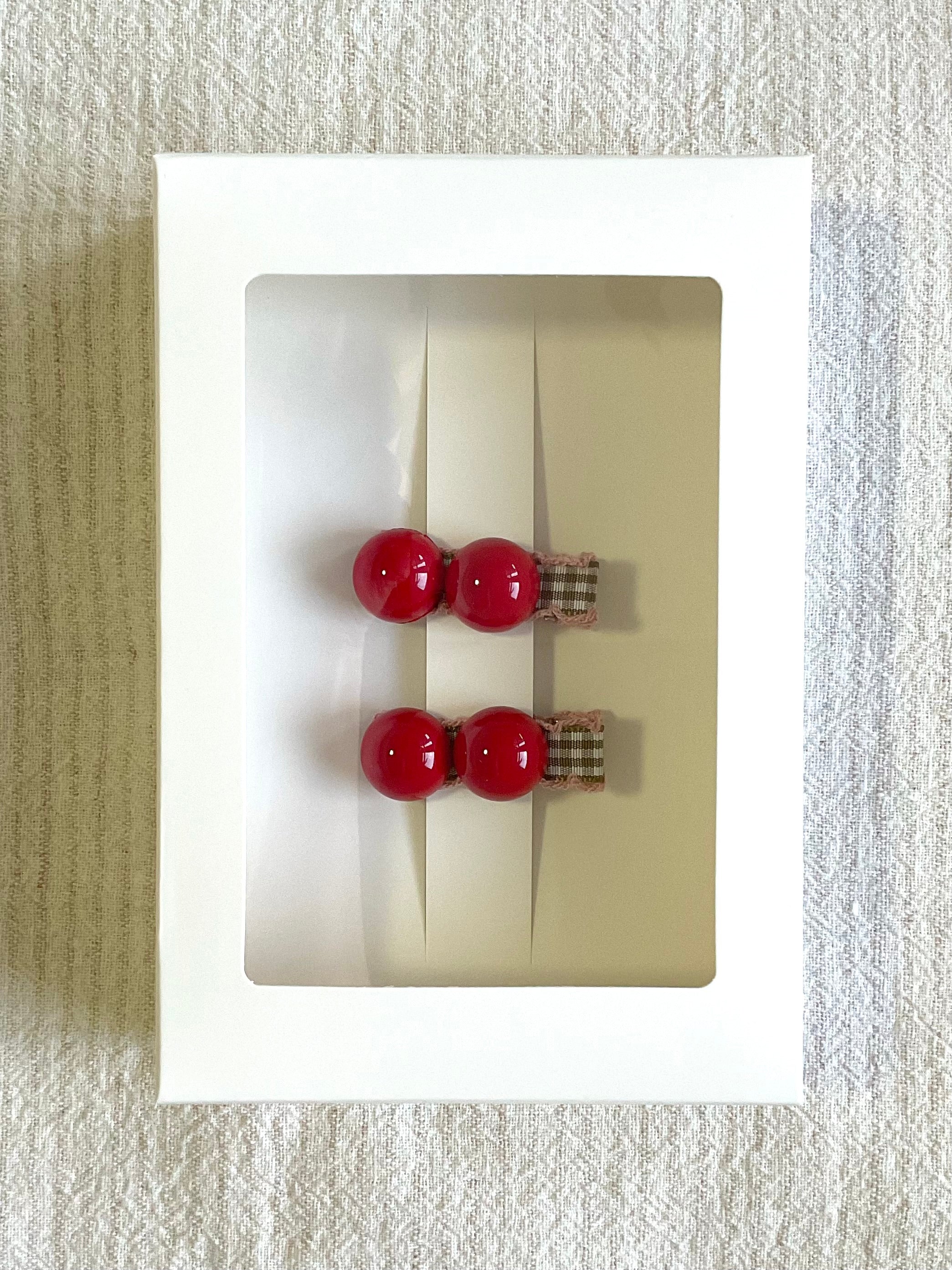 Cherry Beaded Hair Clip Set