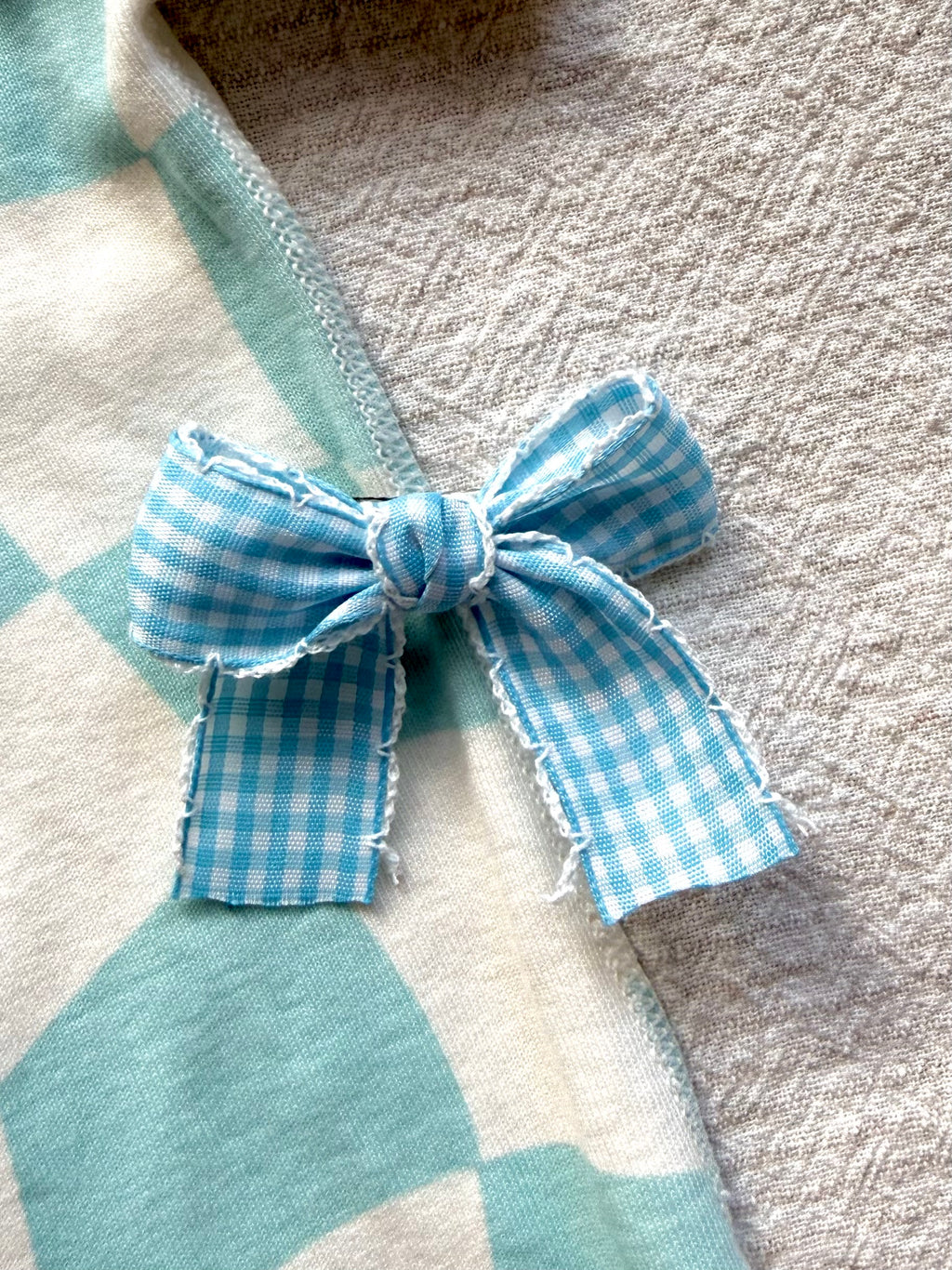 Skyblue Gingham Big Bow Clip