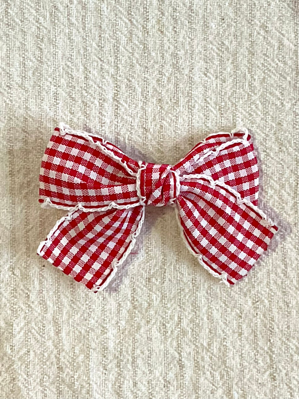 Red Gingham Big Bow Clip