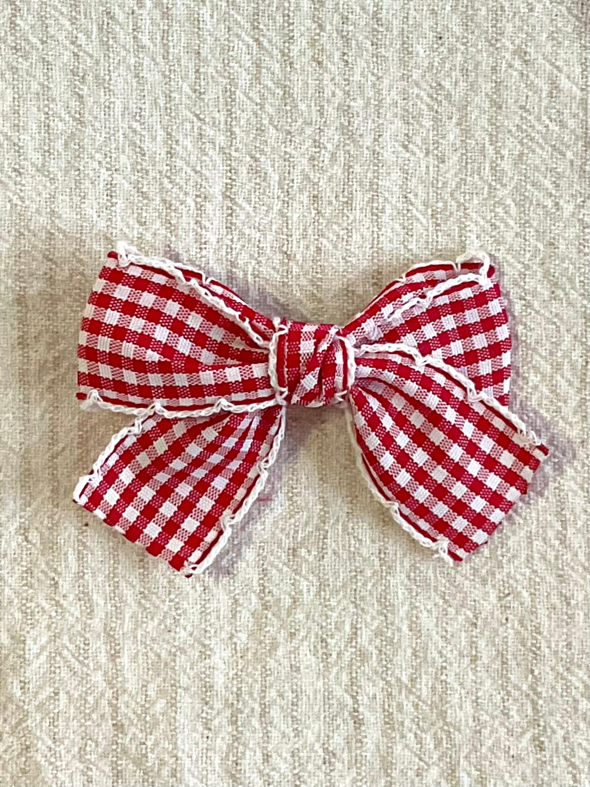 Red Gingham Big Bow Clip