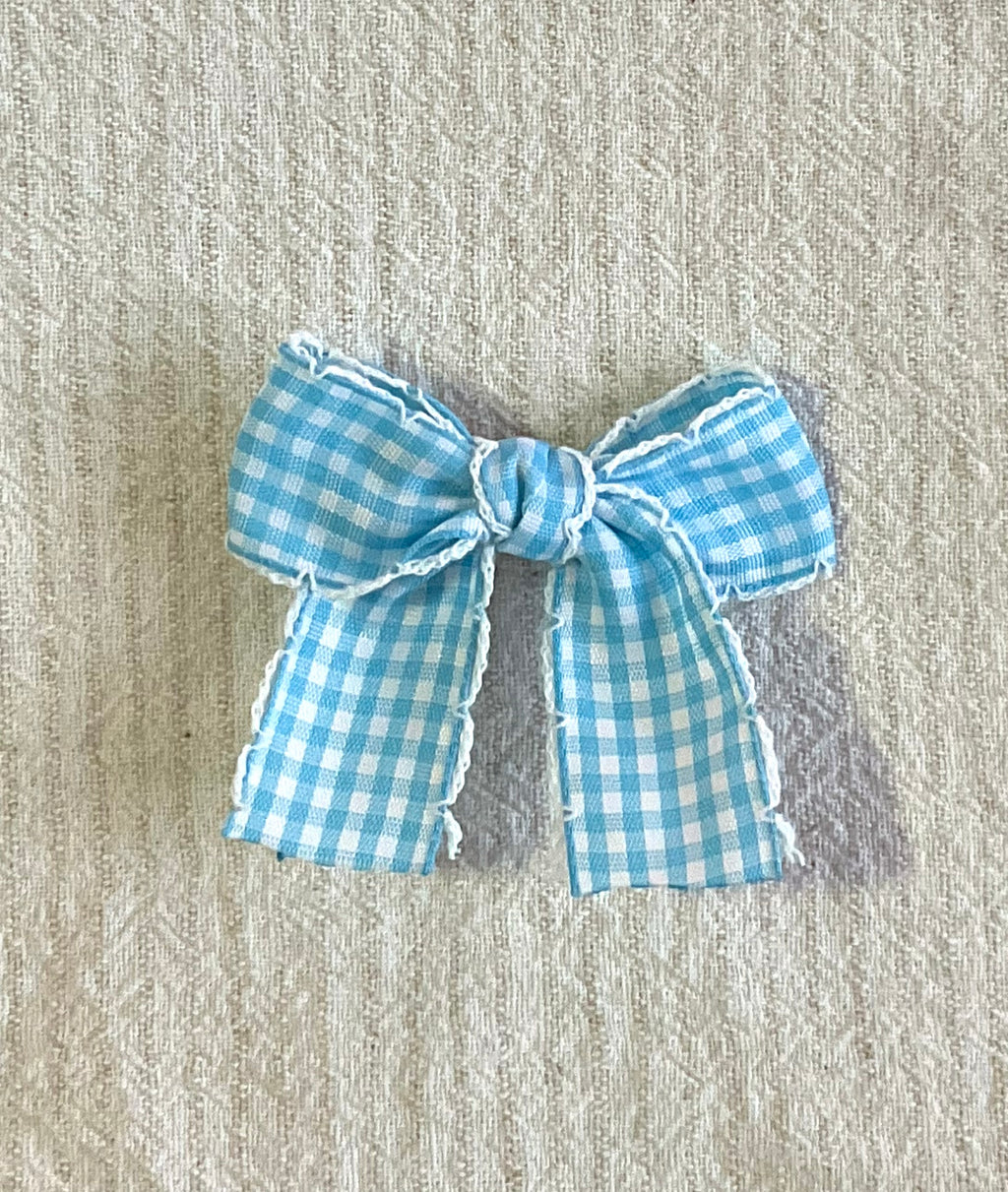 Skyblue Gingham Big Bow Clip
