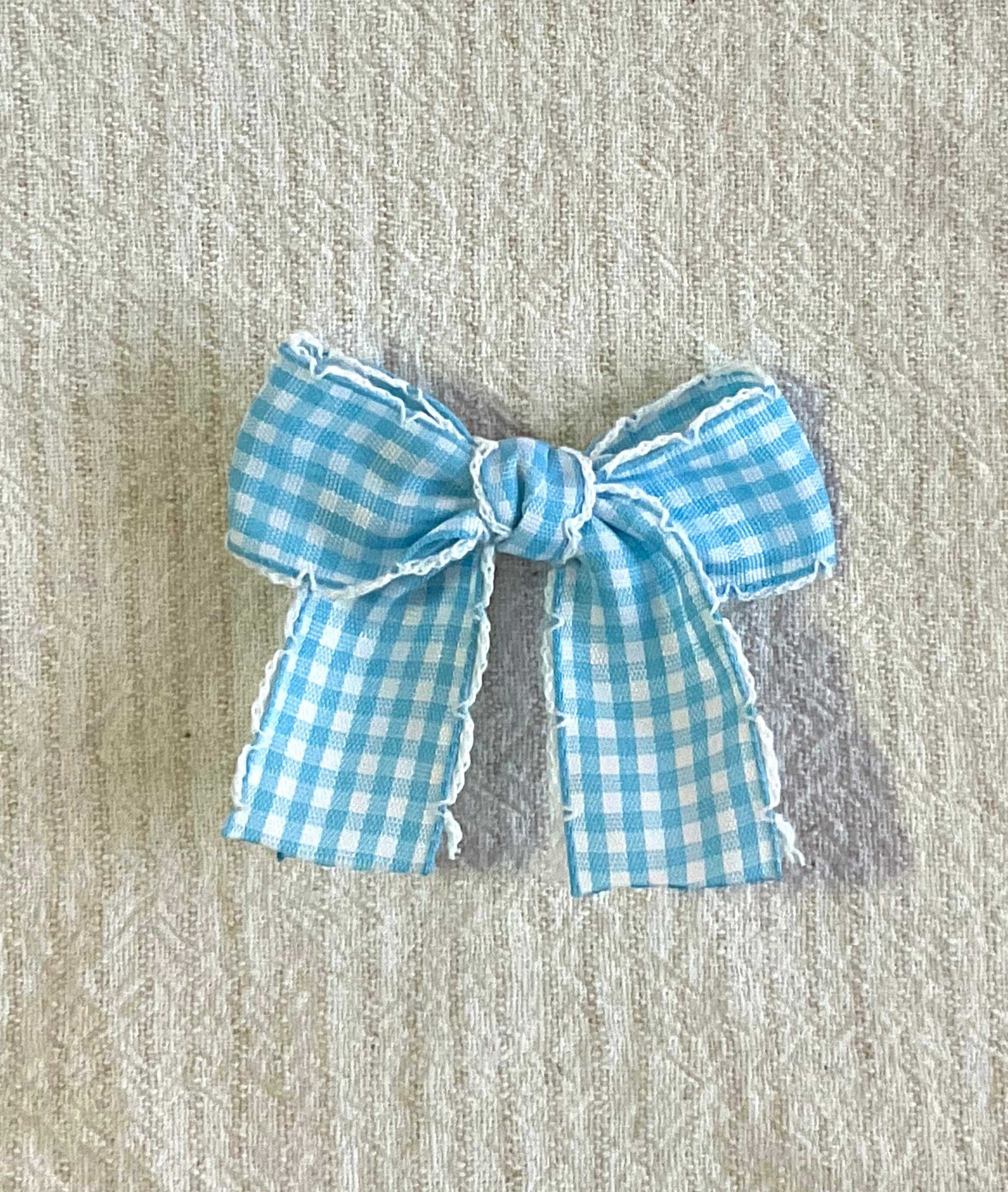 Skyblue Gingham Big Bow Clip