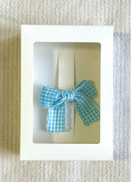 Skyblue Gingham Big Bow Clip