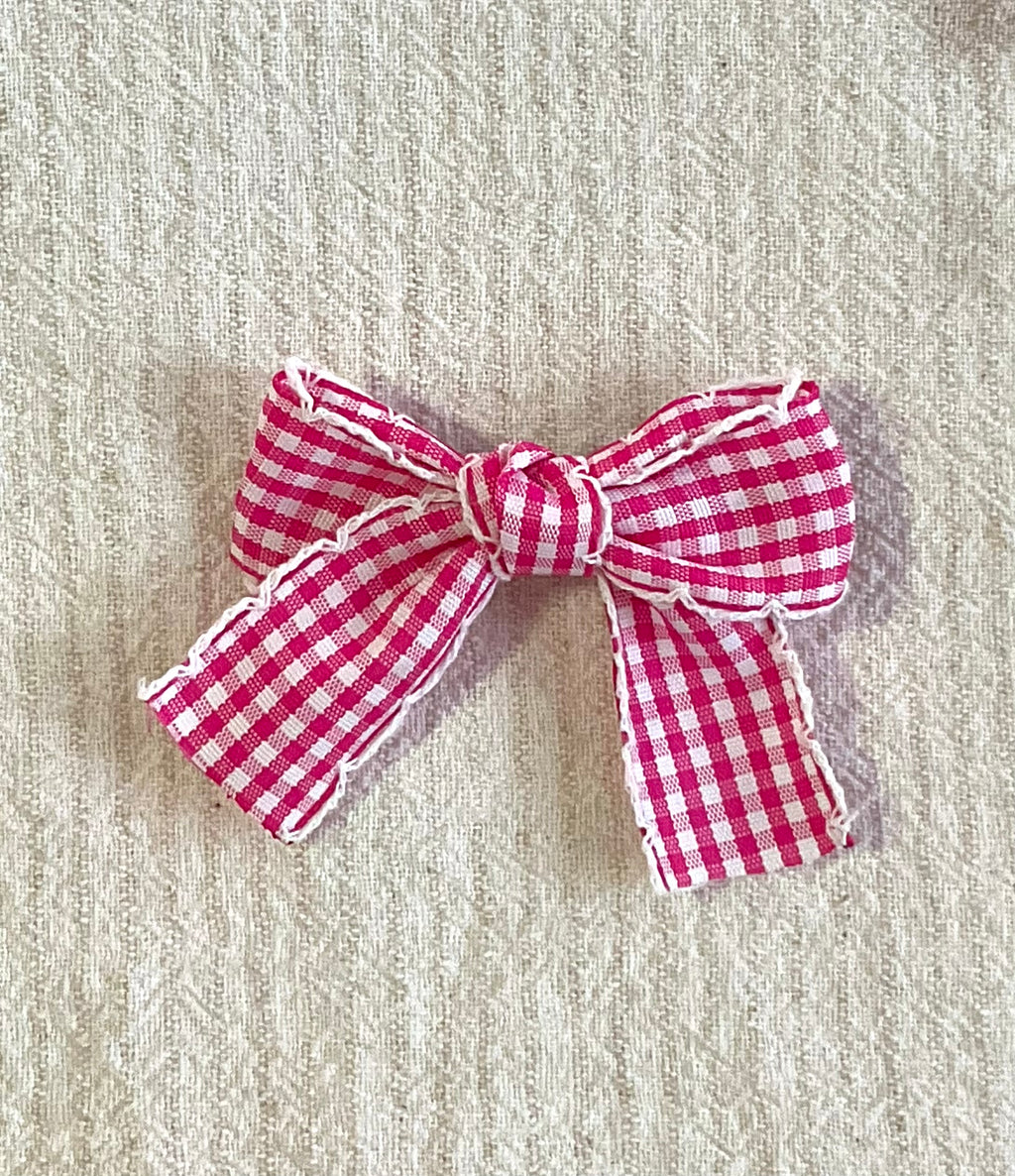 Pink Gingham Big Bow Clip