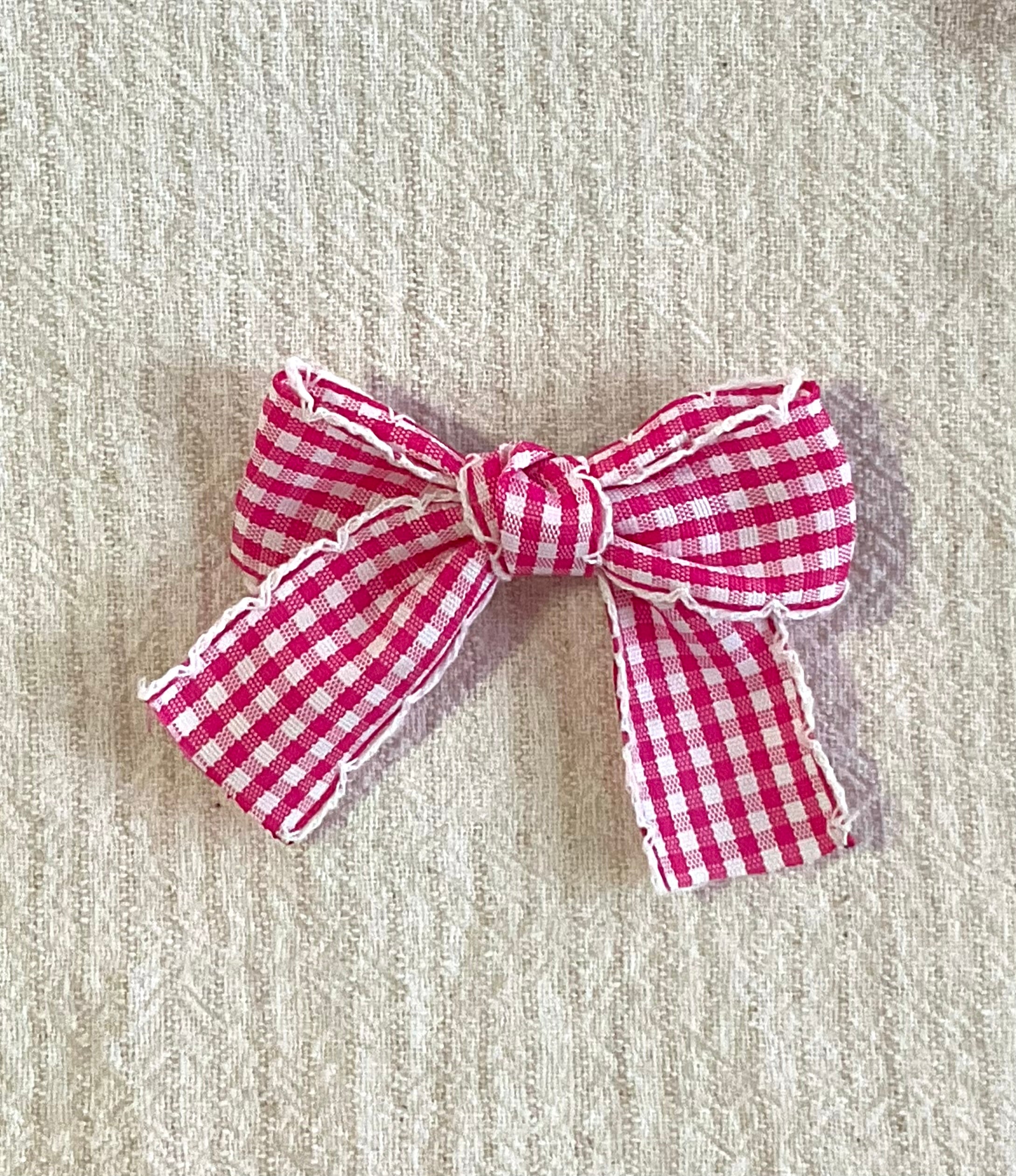 Pink Gingham Big Bow Clip