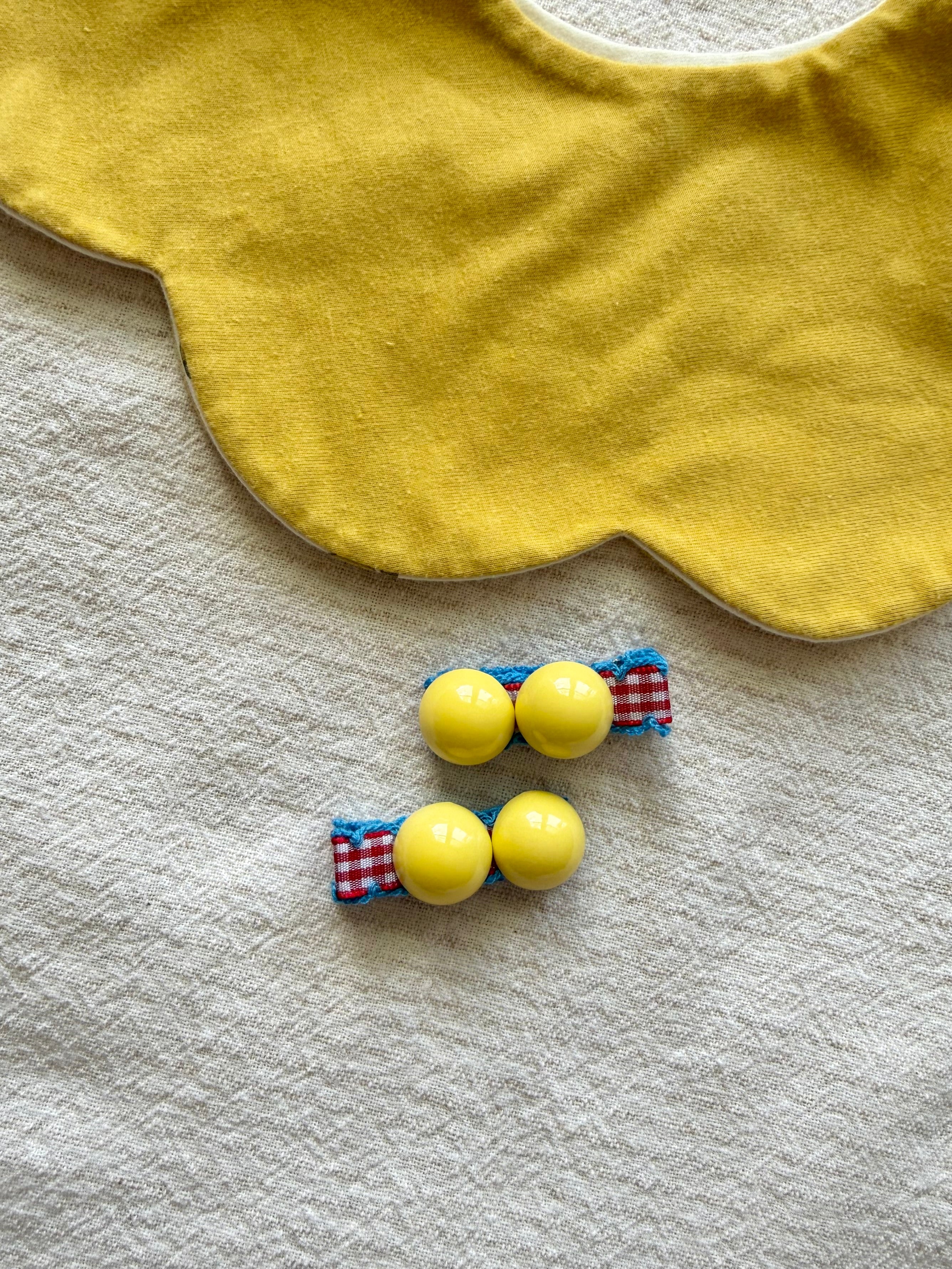 Butter Yellow Beaded Hair Clip Set