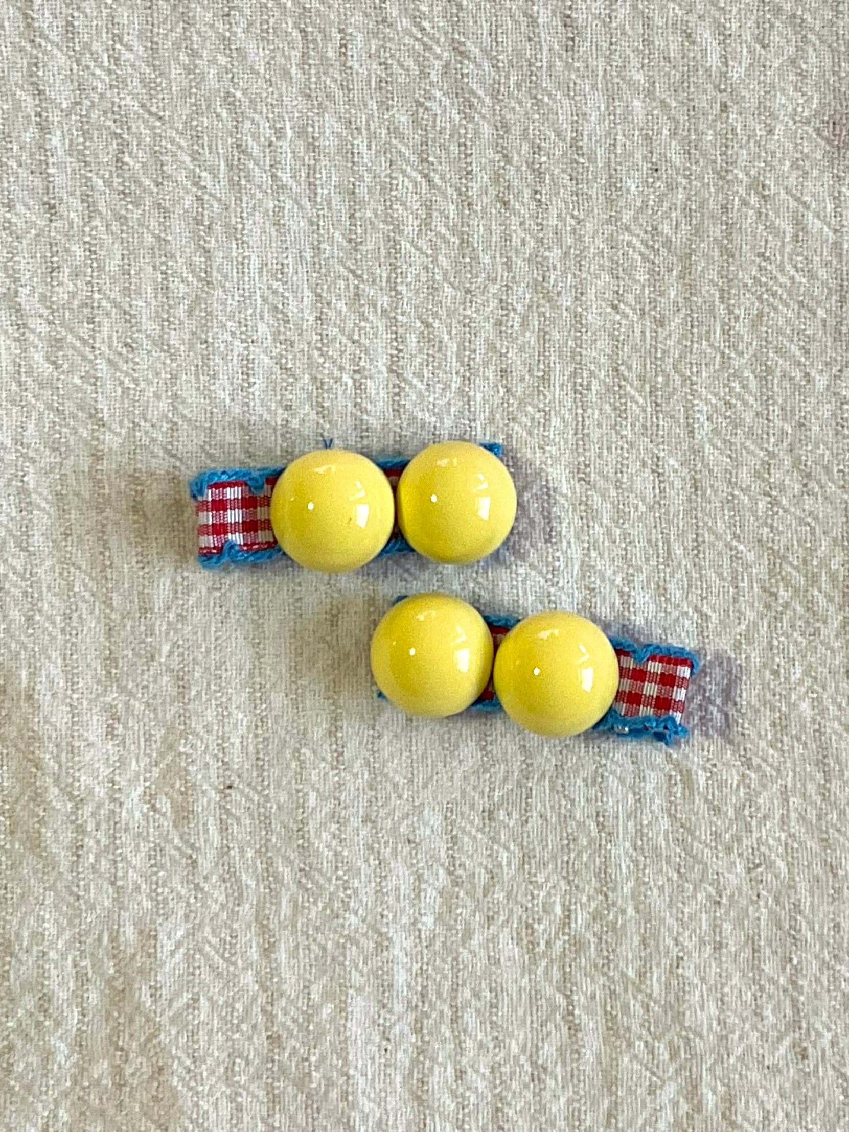 Butter Yellow Beaded Hair Clip Set